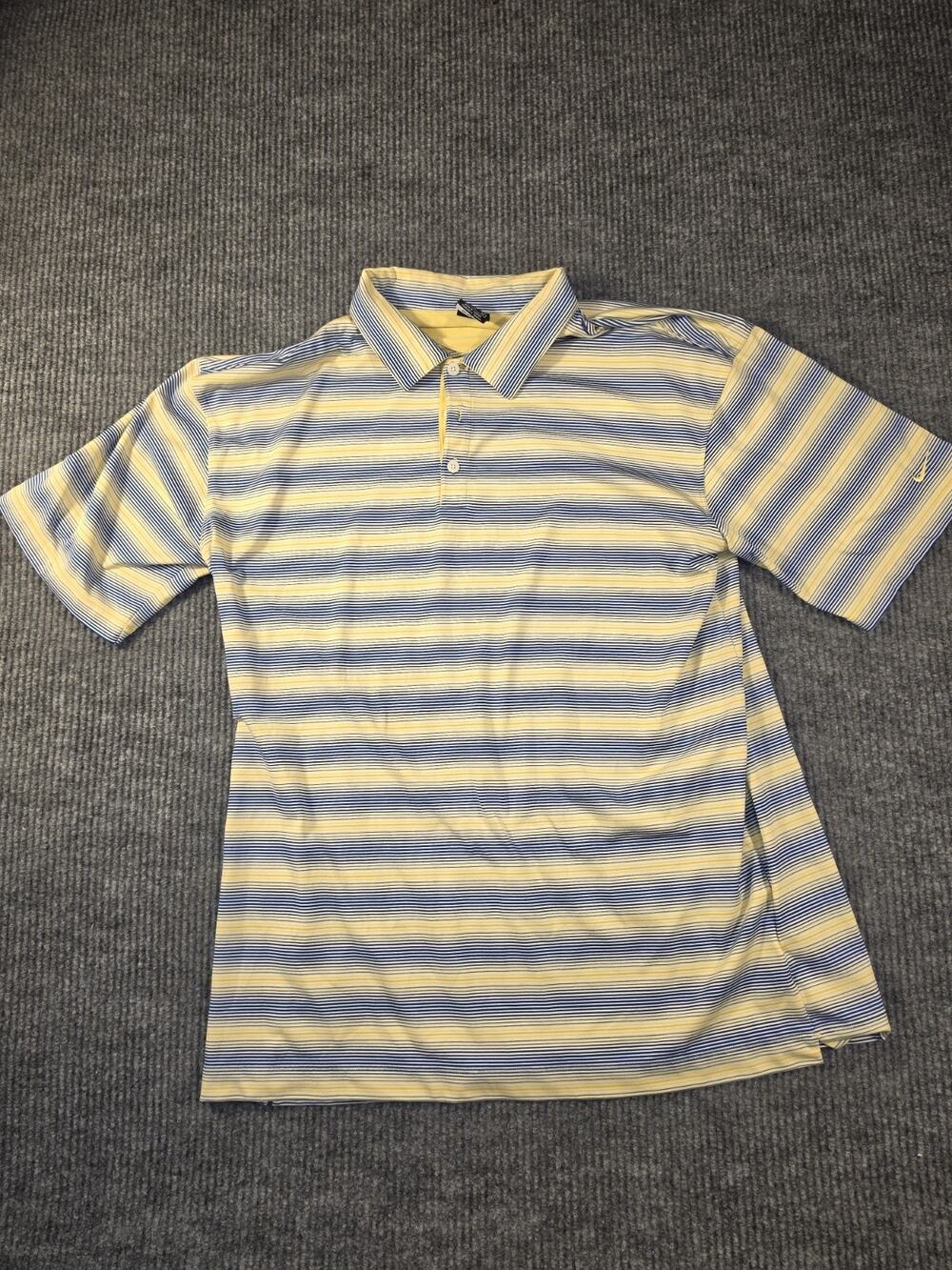 Nike Golf Men's Dri-Fit Yello Striped Polo Shirt Size XL